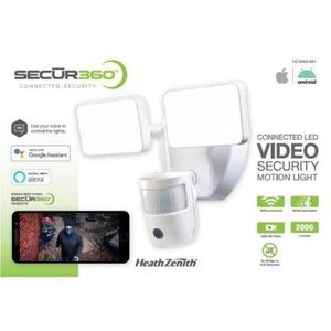 Sensor Wired Twin Head White Outdoor Security Flood Light Video Wi-Fi Connected
